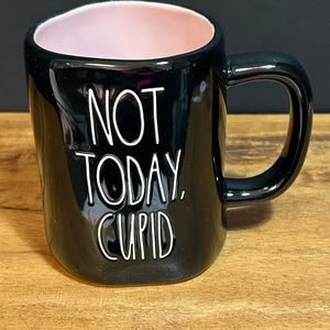 Rae Dunn “Not Today, Cupid” Black Coffee Mug, NWOT
